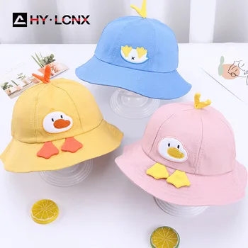 Korėjos pavasarį, rudenį animacinių filmų mergina skrybėlę kūdikių mielas antis kibiro kepurę žvejys skrybėlę berniukas vaikų lauko vientisos spalvos skrybėlę nuo saulės