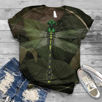 2021 vyrų ir moterų atsitiktinis vasaros mados 3D dragonfly spausdinti marškinėliai patogūs lauko gatvės marškinėliai, vaikiški marškinėliai