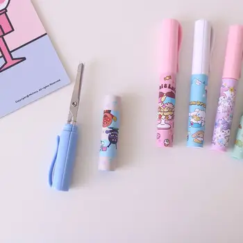 Kawaii Cinnamoroll Mano Melodija Kt Nešiojamų Pen Tipo Žirklės su Dangčiu Saugos Mažas Sanrioed Anime Mini Rankų darbo Žirklės Studentas
