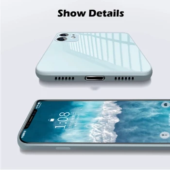 Aikštėje Grūdintas Bamperis Telefono dėklas Skirtas iPhone 12 Mini Pro 11 Max SE 2 X XR XS Max 8 7 6 6s Plus Anti-knock Skystu Silikonu Rėmelį