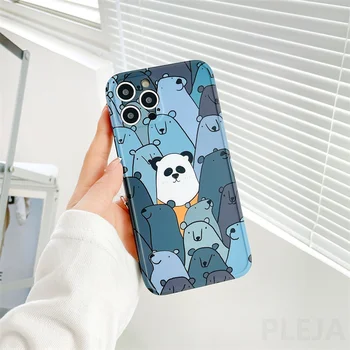 Mielas Animacinių filmų Panda Meškos Modelius Telefono dėklas Skirtas iPhone 12 11 Pro Max SE 2020 X XR XS Max 7 8 Plius Puikus Funda Minkštas Viršelis Coque