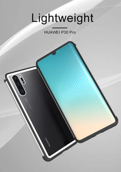 Meilė Mei Skaidrus Grūdintas Stiklas Telefoną Atveju Huawei 30-Ultra plonas, atsparus smūgiams Metalo TPU Galinio Dangtelio Huawei 30 Pro