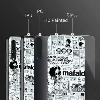 Mafalda Karšto Pardavimo Telefoną Atveju Huawei 30 P10 P20 Mate 10 20 X 30 Lite Nova 5i Pro Juodas Minkštas Kraštas Grūdintas Stiklas Dangtis