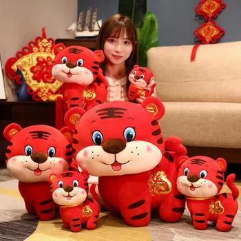 Super Mielas Kinijos Talismanas Pliušinis Žaislas Tigras Įdaryti Raudona Tango Kostiumas Pareikšti Laimingas Tigras Lėlės, Žaislai Vaikams, Naujų Metų Talismanas Lėlės