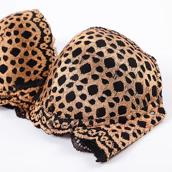 ATHVOTAR Seksualus Leopard Apatiniai Nustatyti Push Up Moterų Rinkiniai Nėrinių Underwire liemenėlė nipelis santykį Reguliuoti Medvilnės Liemenėlė Tiktų