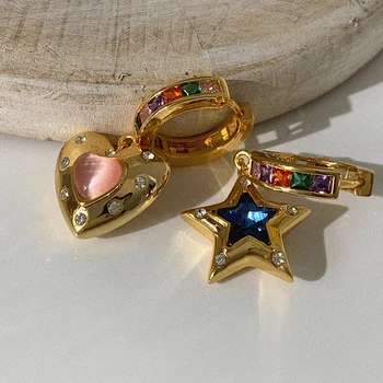 Europos ir Amerikos madingas retro nesimetriškas opal meilės penkerių-pažymėjo žvaigždutė auskarai asmeninį auskarai.