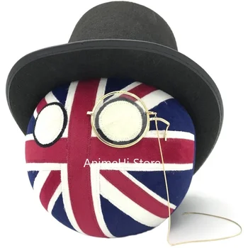Jungtinė Karalystė, Kamuolys ir Brody-Šalmą, Akinius, Skrybėlę Lėlės GBR countryballs plushies Cosplay Polandball Pliušinis Žaislas, skirtas Dovanų 20CM