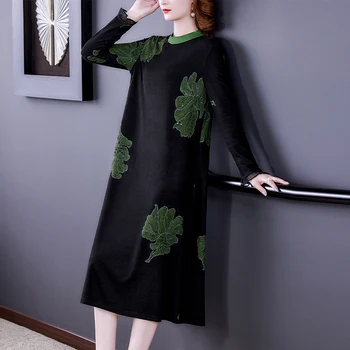 Rudenį, Žiemą Megztinius Ilgomis Rankovėmis Gėlių Midi Suknelė 2021 Elegantiškas Bodycon Office Suknelė Moterims Korėjos Vintage Laisvalaikio Šalis Vestidos