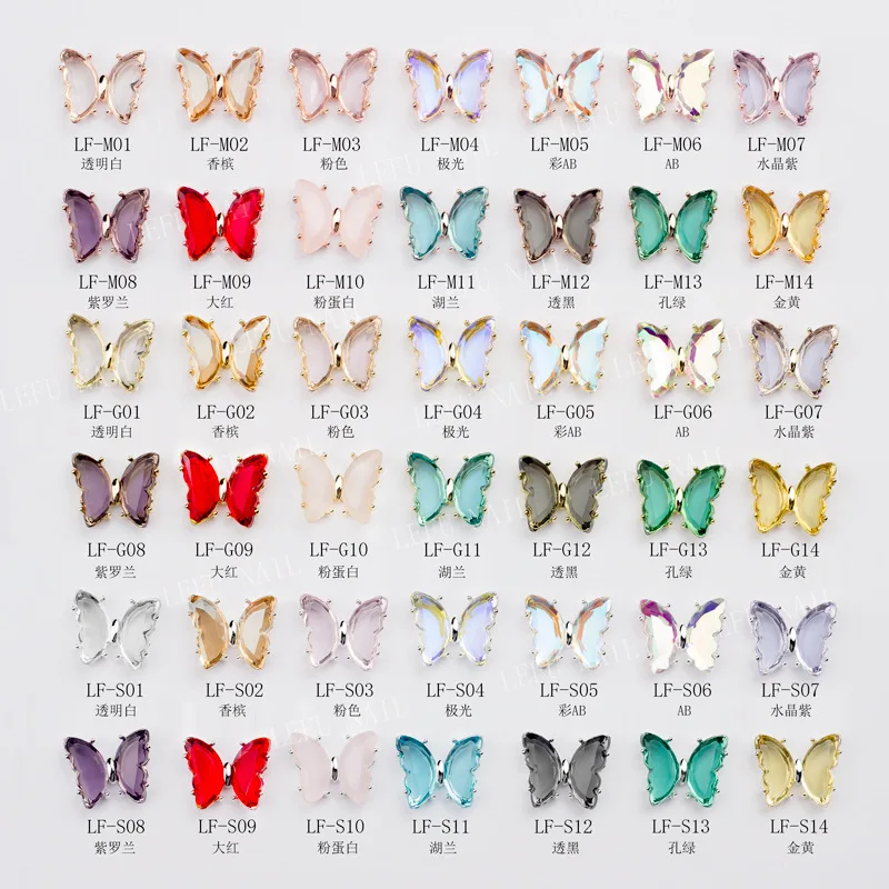 10VNT, Nagų Dailės Kristalų Butterflys Strazdų Su Aukso Rosegold Sidabro Lydinio Nagų Patarimai Papuošalai Nuotrauka 0