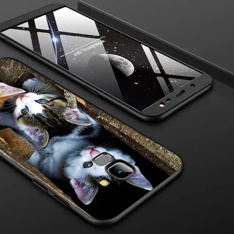 Juodo Dangtelio Mielas kawaii kačiukas Katė Samsung Galaxy J8 J7 Duo J5 J6 Premjero J4 Plius J2 j3 skyrius Core 2018 M. 2016 m. 2017 Telefono dėklas Nuotrauka 1