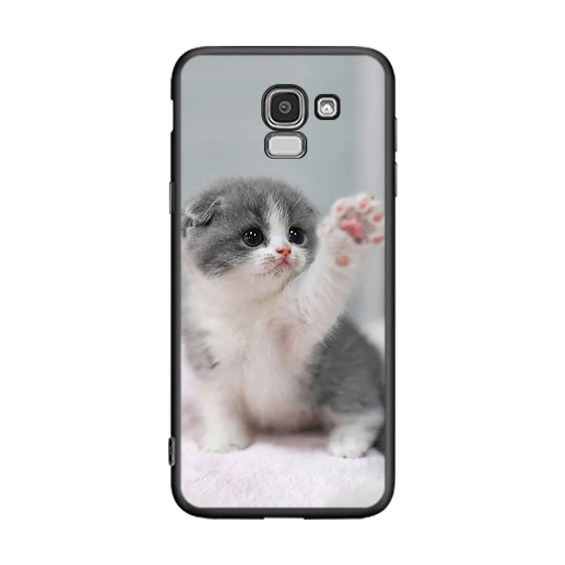 Juodo Dangtelio Mielas kawaii kačiukas Katė Samsung Galaxy J8 J7 Duo J5 J6 Premjero J4 Plius J2 j3 skyrius Core 2018 M. 2016 m. 2017 Telefono dėklas Nuotrauka 2