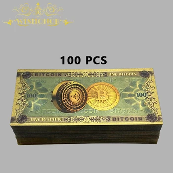 100vnt/daug Gražus Spalvų 1 100 BTC Bitcoin Ir Dogecoin Banknotų į 24k Auksu Surinkimo