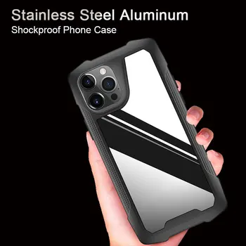 Nerūdijančio Plieno, Aliuminio, Telefono dėklas Skirtas iPhone 12 11 Pro Max X XS XR 7 8 Plus SE 2020 Šarvai atsparus smūgiams Silikoninis Apsauginis Dangtelis