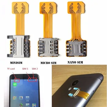 Kortelės Extender Dual SIM Adapteris prailginimo Laido Lizdas Patvarus Dėl Mobiliojo Telefono 