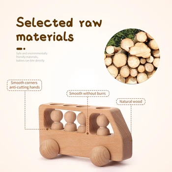 Bopoobo 1Set Kūdikių Mediniai Žaislai, Peg Lėlės Buko Autobusų Montessori Ugdymo Dėlionė Interaktyvūs Žaislai Kramtyti už Reklamos Dovanos