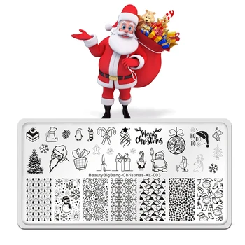 BeautyBigBang 2021 Kalėdų Tema nail Art Stamping Plokštės Vaizdo Spausdinimo Šabloną Santa Claus Dizaino Nagų Antspaudas Įrankiai