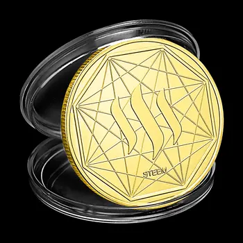 STEEM Kriptografijos Fizinio Proginių Monetų Kolekcionieriams Auksą, sidabrą, Padengtą Atveju Surinkimo Cryptocurrency Monetos