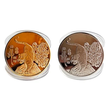 2022 Naujųjų Metų Aukso Monetos Dvylika Zodiako Ženklas Jautis, Tigras Proginės Monetos