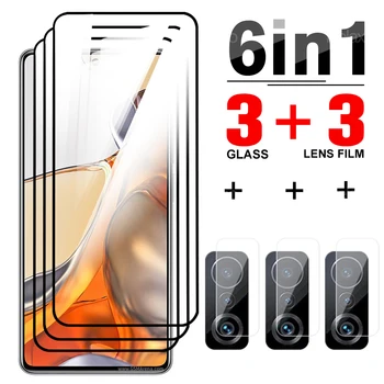 6 IN1 Visiškai Padengti Apsaugine Stiklo Xiaomi Mi 11T Pro Screen Protector Xiomi 11 Lite 5G 11i 11TPro Fotoaparato Objektyvas Gynėjas Filmai