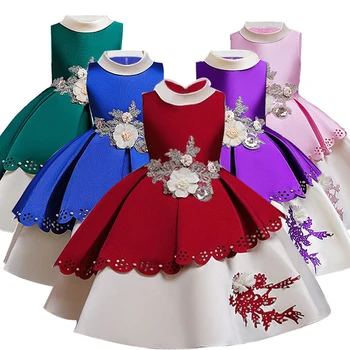 2021 Bridesmaid Suknelę Mergaičių Siuvinėjimo, Vaikams, Suknelės Mergaičių Kostiumai Elegantiškas Šalis Princesė Dress Naujųjų Metų Vaikams drabužių
