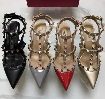 Naujas dizaineris dizaino moteriški bateliai prekės sandalai nurodė, aukšti kulniukai, kniedės batai 10cm stiletto sexy batai batai 33-41 aukštakulniai moterims