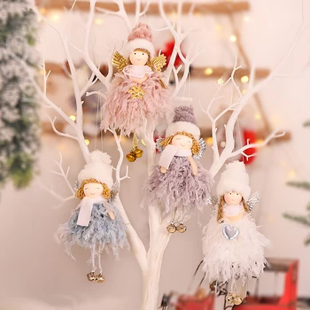 Pliušinis Angel Doll Pakabukas Kalėdų Eglutė Bell Kabantys Papuošalai Kalėdų Eglutės Papuošalus, Namų Naujųjų Metų Mergaitė Vaikams Dovanų Noel Natal