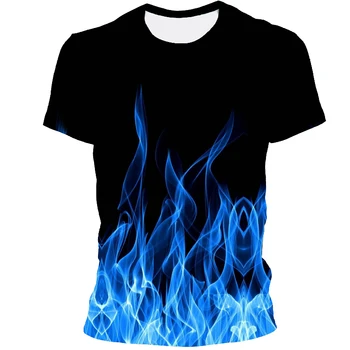 Vyrų ir moterų 3D atspausdintas T-shirt, liepsnos modelis T-marškinėliai, trumpomis rankovėmis 3D T-marškinėliai, mados įdomus, T-marškinėliai, naujas vasaros 2021，6XL