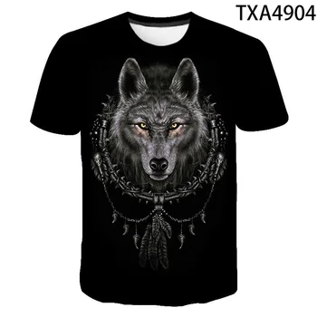 Mada Vyrams, Moterims, Vaikams, Trišakiai Wolf 3D Print T-shirt Cool Juokingi Marškinėliai trumpomis Rankovėmis Marškinėlius Vyrų Gyvūnų Spausdinti Berniukas Mergaitė Marškinėliai