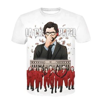 Vasaros 2021 naujas 3D atspausdintas La Casa De Papel Pinigų Heist marškinėliai Vyrams, Moterims trumpomis Rankovėmis Namas Popieriaus harajuku T-Shirts