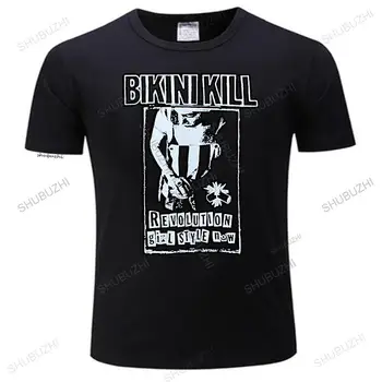 Vyrai laisvi juokingi marškinėliai BIKINI KILL Punk Rock Riot Grrrl Feminizmo Medvilnės, Juoda T-shirt Juoda vyrai medvilnės atsitiktinis marškinėliai, topai