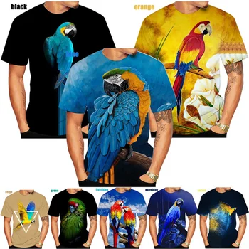 Mados Vyrų ir Moterų Marškinėlius 3D Papūga Gyvūnų Raštuotas Print T Shirt Naujovė Stilingas Asmenybės Vyrų/Moterų Atsitiktinis Marškinėlius