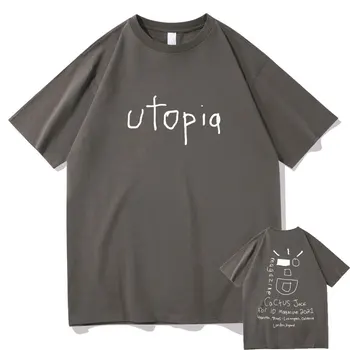 Nuostabus Hip-Hop Reperis Scott Travis Cactus Jack Wink Utopija Marškinėlius Vyrai Moterys Laišką Grafiti T Shirts Meno Prasme, T-shirt Mens Tee