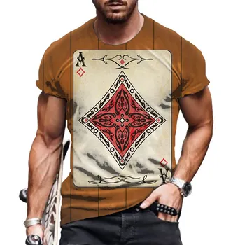 Vyriški T-Shirt 3D Spausdinimo Marškinėliai Atsitiktinis Hip-Hop, Kortų ir Gatvės Marškinėliai Vasarą, O Kaklas Trumpas Rankovėmis vyriški Drabužiai