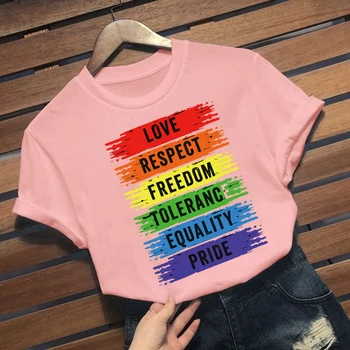 LGBT Pride Marškinėliai Meilę, Pagarbą, Laisvę, Toleranciją Equlity Pasididžiavimas Marškinėliai trumpomis Rankovėmis Marškinėliai