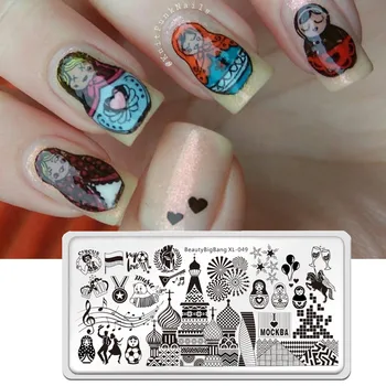 BeautyBigBang Nerūdijančio Plieno Štampavimo Nagų Plokštelės Rusija Matryoshka Šabloną Stamping Nail Art Trafaretas XL-049