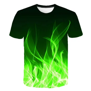 2021 vasaros vyrų ir moterų greitai-džiovinimo lauko T-shirt, gamyklos tiesioginis pardavimas naujų mėlyna liepsna trumparankoviai 3D skaitmeninio prin