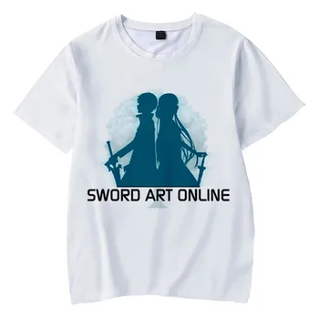 Japonijos Anime SAN Kardas Meno Internete 3D T-shirt Moterims, Vyrams, Cosplay Kostiumų Kirito Kirigaya Kazuto trumpomis Rankovėmis T-Shirt Vyrai