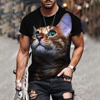 2021 Naują Asmeninį T-Shirt Gyvūnų cute kačių Spausdinti negabaritinių Marškinėliai 3D Vyrai Moterys t shirts Naujovė vasaros Trumpas Rankovės marškinėliai