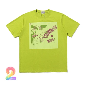 CAVEMPT Abstraktus Modelis T-shirt Aukštos Kokybės Plautą Batikos Apvalios Kaklo Vyrų Drabužiai C. E. Mados Prarasti Moterų T Shirts