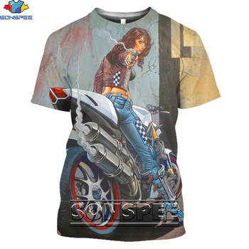 SONSPEE 3D Marškinėlius Anime Motociklų Lenktynių Sexy Girl Loli T-shirt Vasaros Vyrai Moterys Mados Streetwear Vyras trumpomis Rankovėmis Unisex Tee
