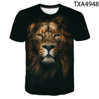 2020 Naujų Liūtas 3D Marškinėliai Vyrams, Moterims, Vaikams Marškinėlius Gyvūnų T-Shirt Vasaros Atsitiktinis Viršūnės T-shirt Cool Berniukas Mergaitė Vaikams Spausdinti Tees