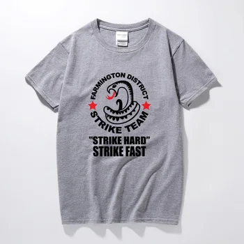 Farmingtonas Rajono Strike Komanda Įkvėpė Shield Vic Mackey T-Shirt Medvilnės trumpomis Rankovėmis marškinėliai Topai Camiseta Hombre