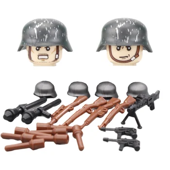 NAUJAS WW2 vokiečių Karinių Ginklų Priedai Blokai Armijos Karių Skaičiai Ginklą Šalmas Įranga, Mini Plytų Žaislas Vaikams