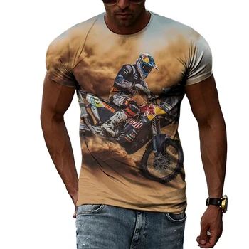 Naujas 3D Vyrų Mados Motokroso grafinis t marškinėliai Vasaros Atsitiktinis Spausdinti trumpas rankovės marškinėliai Cool Lokomotyvo Modelis T-marškinėliai Topai
