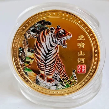 1pc Zodiako Tigro Metai Monetų Apdailos Amatų 2022 Kinijos Naujųjų Metų Tigro Metais Originalias Progines monetas, Bimetalinė Kolekcija