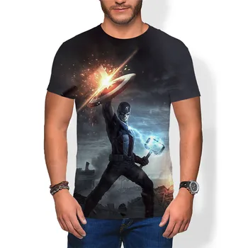 2021 Vasaros Kapitonas Amerika Marškinėliai Vaikams Mados trumpomis Rankovėmis Vyrams, Negabaritinių marškinėliai 3D Atspausdintas Atsitiktinis Vyras Tee Viršūnės