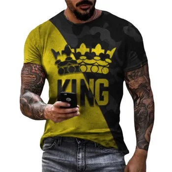 Vasarą Naujas Vyrų 3D Spausdinimo Tendencijos Mados Atsitiktinis Gatvės Stiliaus trumparankoviai marškinėliai