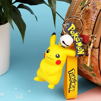Originali Pokemon Pikachu Charmande Squirtler Keychain Animacinių filmų Anime Duomenys Automobilių Keychain Papuošalai PVC Lėlės Modelį, Vaikai Dovana