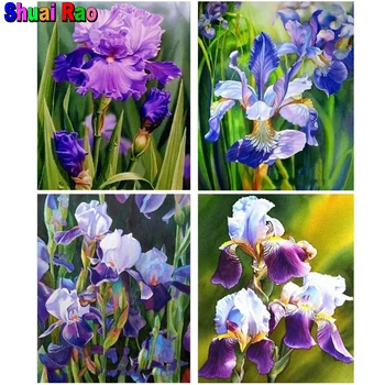 Gėlių nuotraukos iris visą diamond gręžimo, dažymo 5D Dygsnio inkrustacijos gėlių 