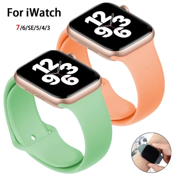 Silikono Dirželis Apple Watch Band 45MM 44MM 42MM 41MM 40MM 38MM Gumos Diržas Watchband Apyrankę IWatch Serija 7 6 Se 5 4 3 2 1